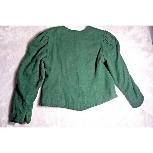 Vintage Perry Landhaus Wool Trachten Blazer Green Peasant Jacket Size 40 / US 12 - Picture 11 of 15